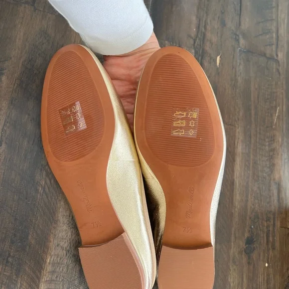 Madewell Metallic Gold Ballet Mules with Bow Detail - Picture 3 of 4